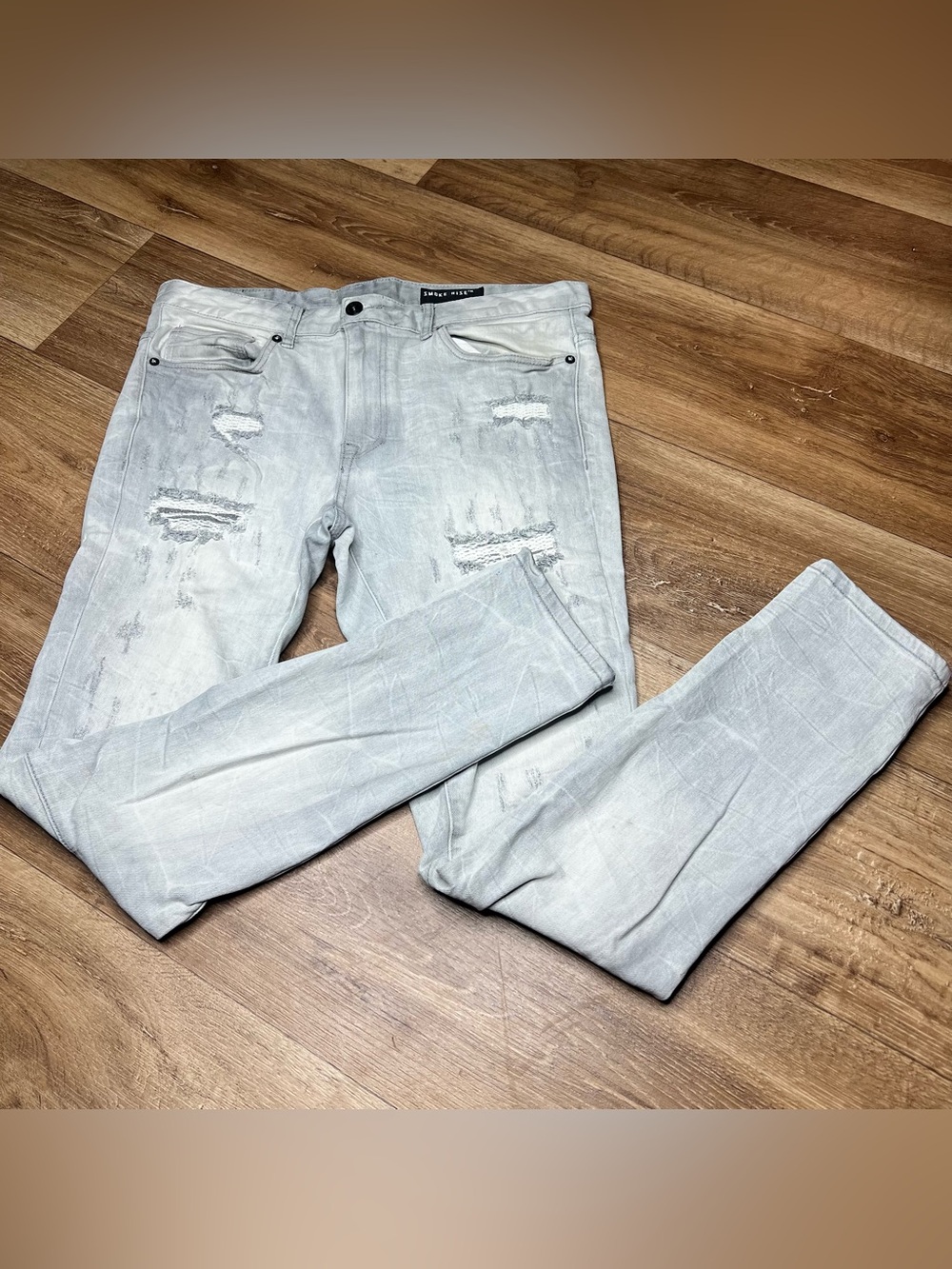 Smoke Rise Wave Denim Jeans  Grey  Men’s 34x32